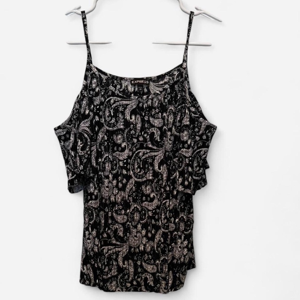Express Monochrome Paisley Off-Shoulder Top
